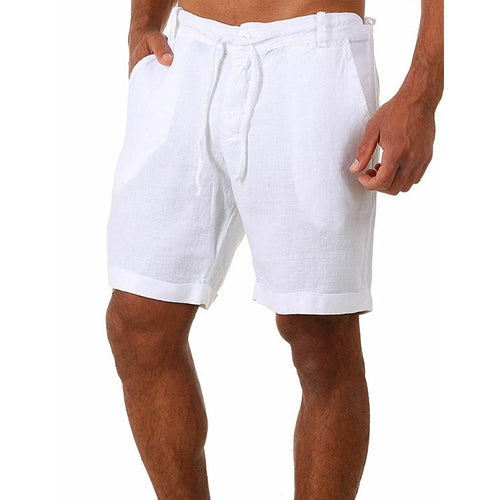 Herren lässige Leinenkurze Shorts mit verstellbarem Bund und praktischen Taschen W&W Mode