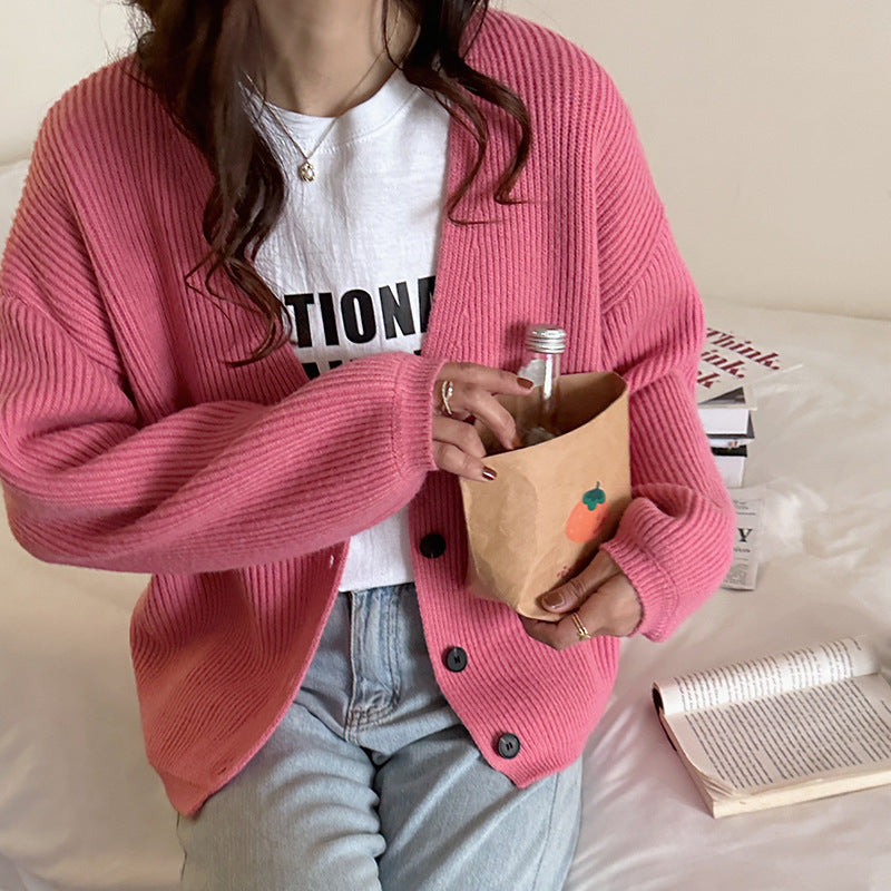 Damen Strickjacke im lässigen Oversized-Stil mit strukturiertem Rippdesign WW