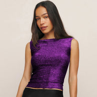 Damen figurbetontes Glitzer-Top mit asymmetrischem Schnitt und elegantem Tragekomfort WW