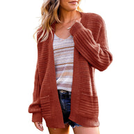 Damen Strickjacke mit tiefem V-Ausschnitt und strukturiertem Design WW