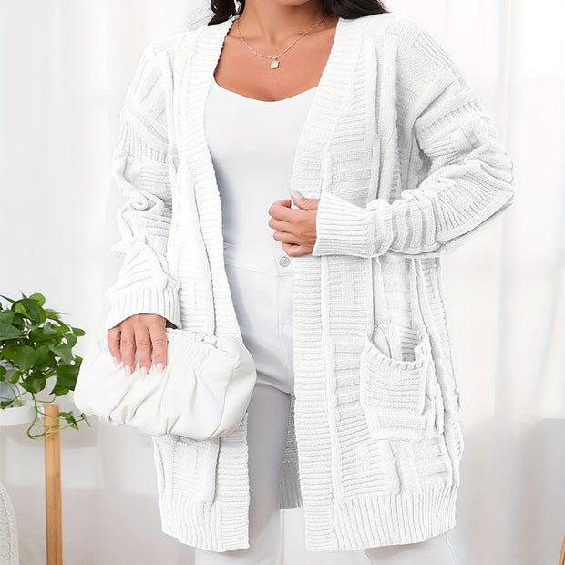 Damen Strickjacke mit strukturiertem Muster und praktischen Taschen WW