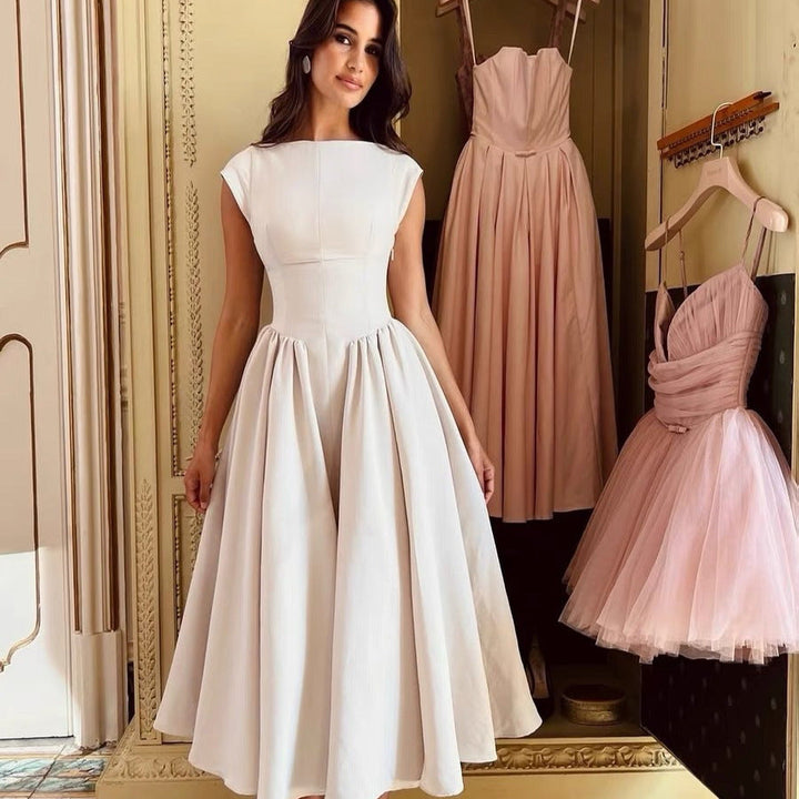 Damen A-linien Kleid mit elegantem Bustier-Oberteil und schwingendem Rock W&W Mode