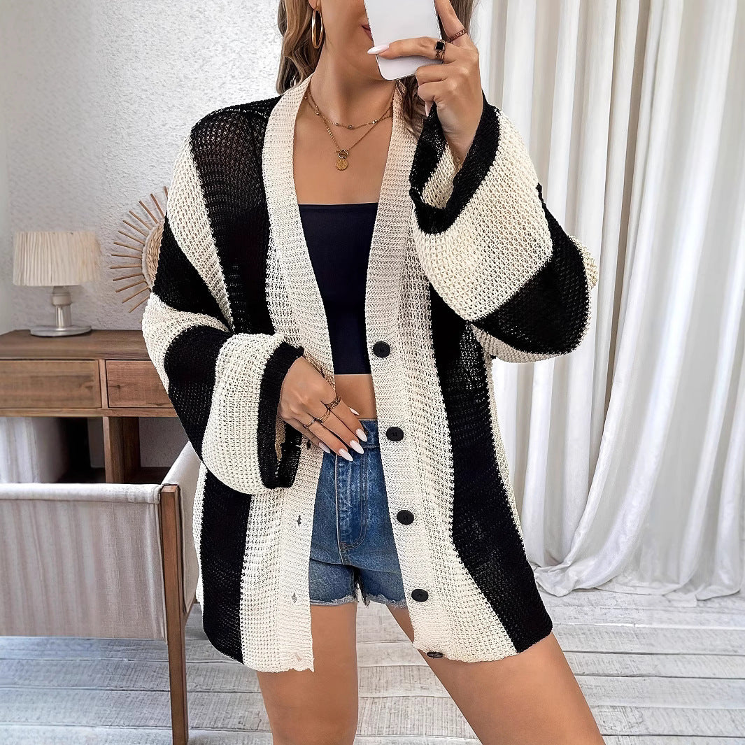 Damen Strickjacke im luftigen Netzdesign WW