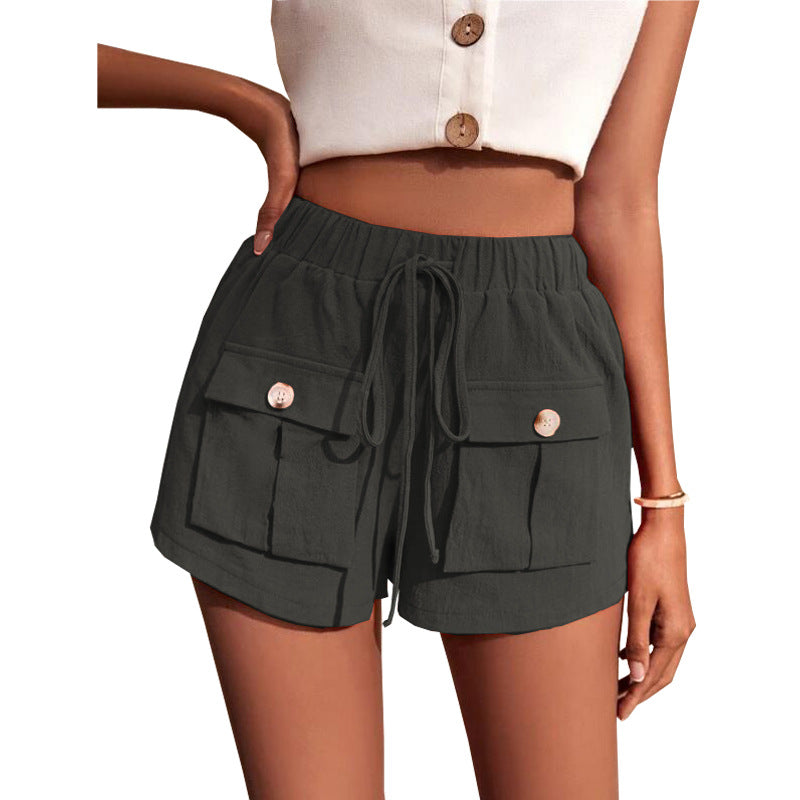 Damen bequeme Cargo-Shorts mit elastischem Bund und praktischen Klappentaschen WW