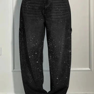 Femme Designer High-Waist-Jeans mit himmlischen Verzierungen WW