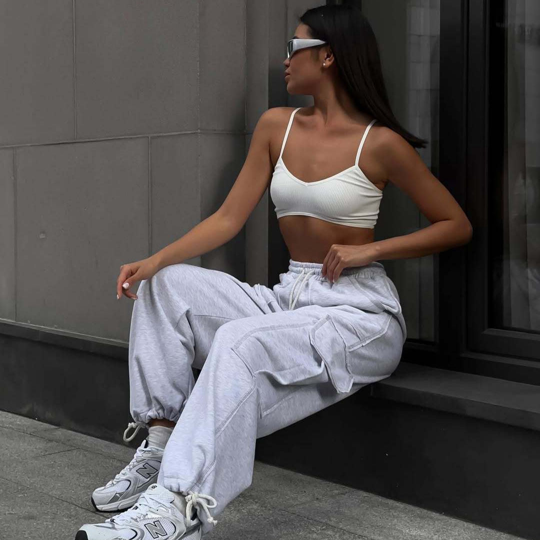 Damen Cargo-Hose mit weitem Schnitt und elastischem Bund WW