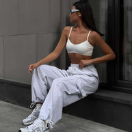 Damen Cargo-Hose mit weitem Schnitt und elastischem Bund WW