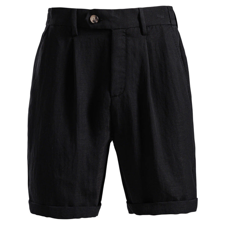 Herren nan lässige Leinenshorts mit Umschlag und Bundfalten W&W Mode
