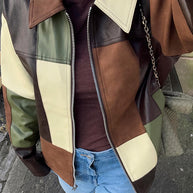 Damen Statement-Lederjacke im Patchwork-Design WW