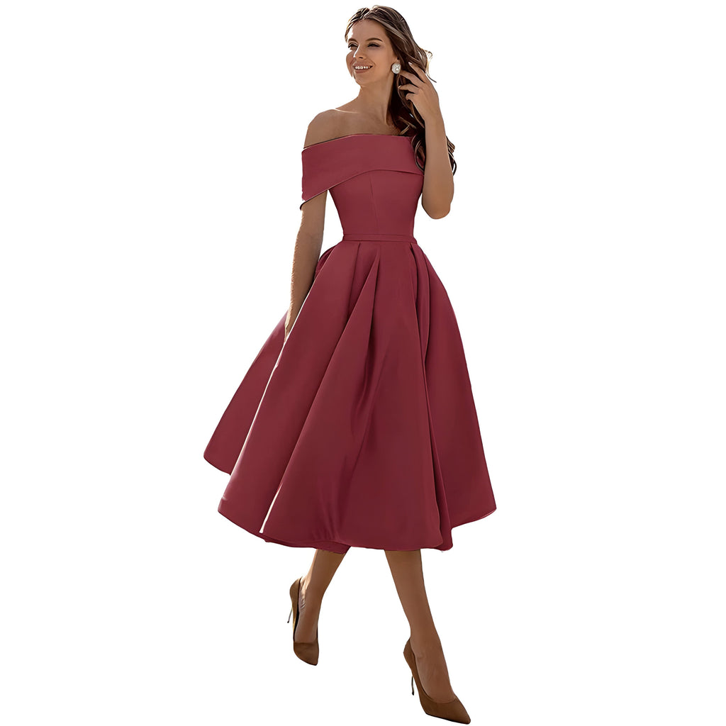 WW | Fashion Lässig Trägerloses Satin Partykleid