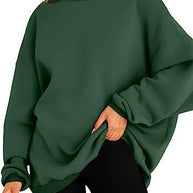 Damen oversized Kapuzenpullover mit seitlichen Schlitzen WW