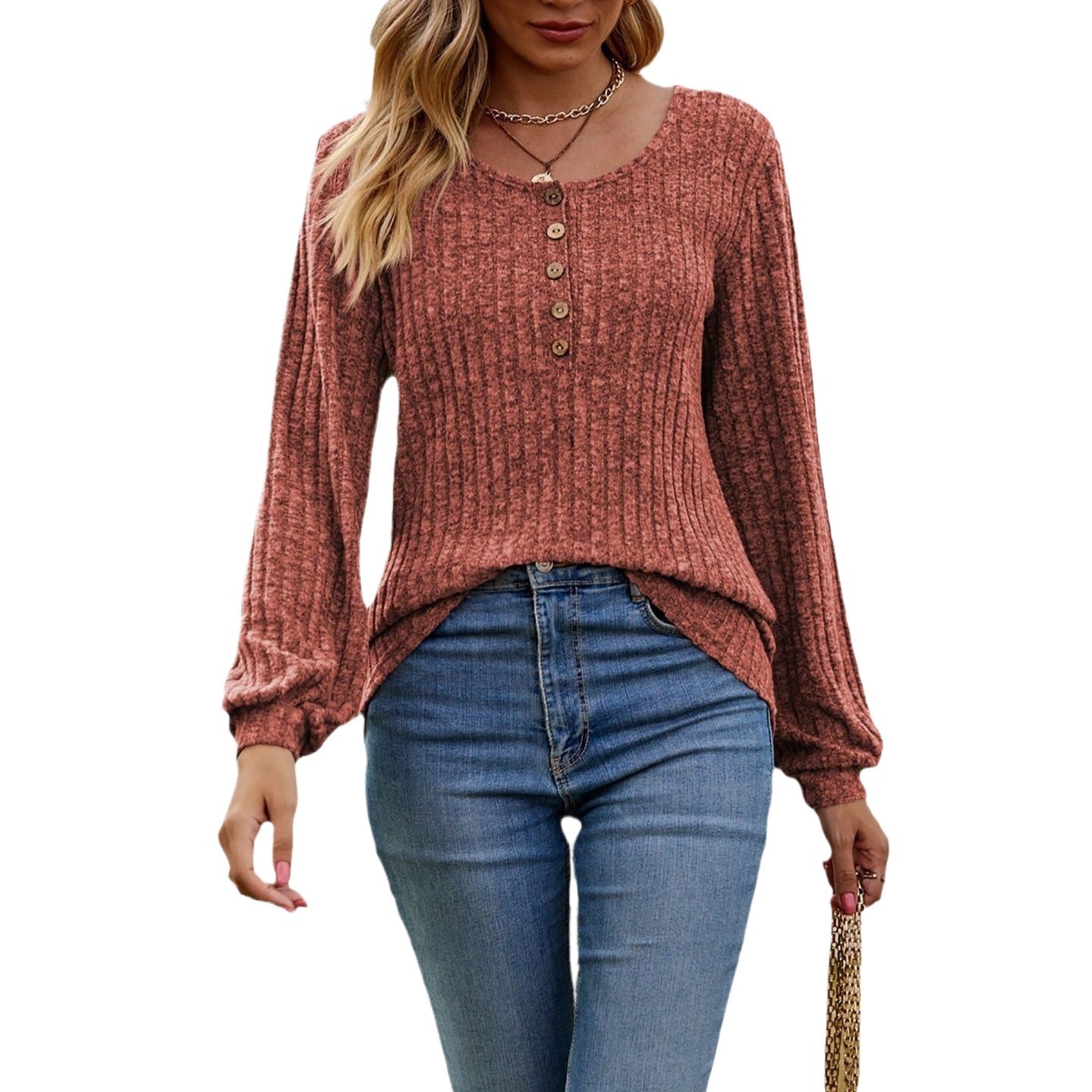 Damen Strickoberteil mit Knopfdetails und lässigem Schnitt WW