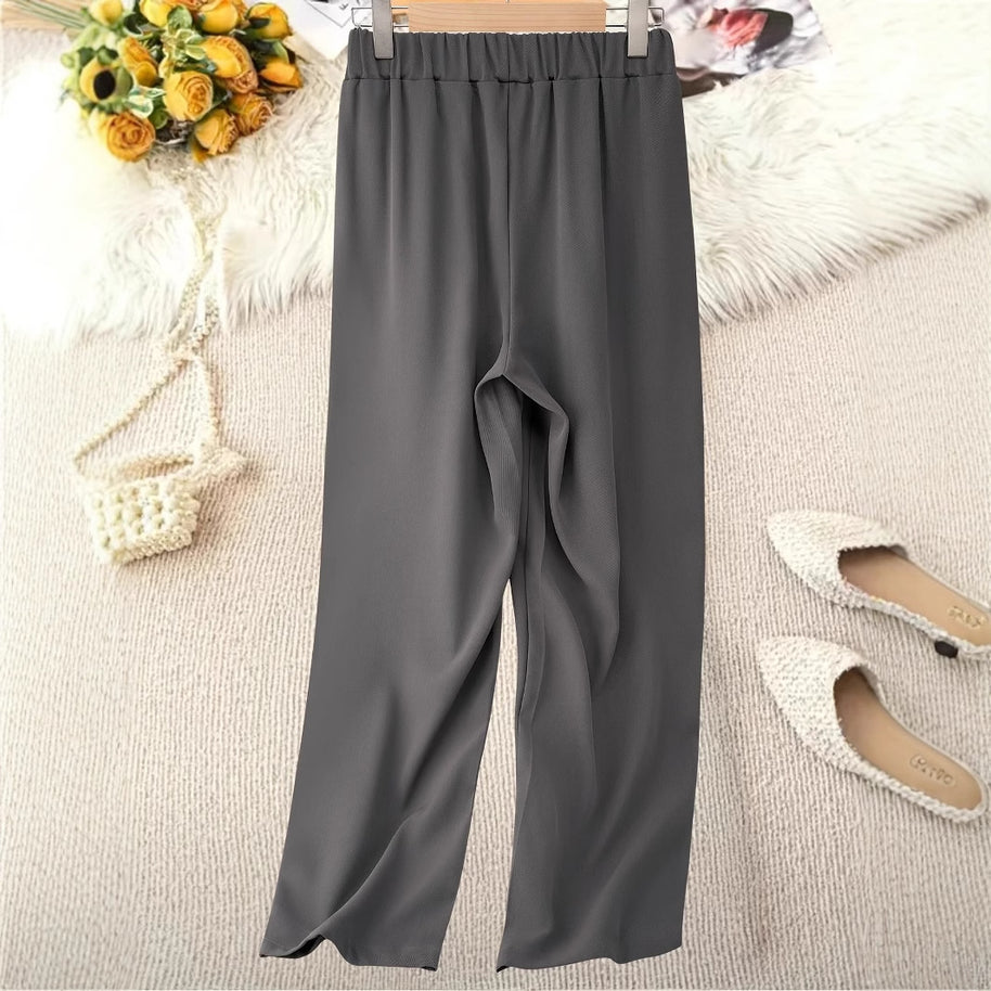 Damen Weite Hochtaillierte Stoffhose mit elegantem Gummibund WW