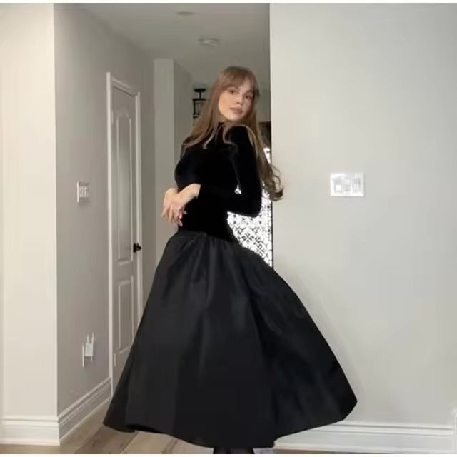 Damen Eleganter Maxirock mit voluminösem Schnitt und luxuriösem Satin-Finish WW