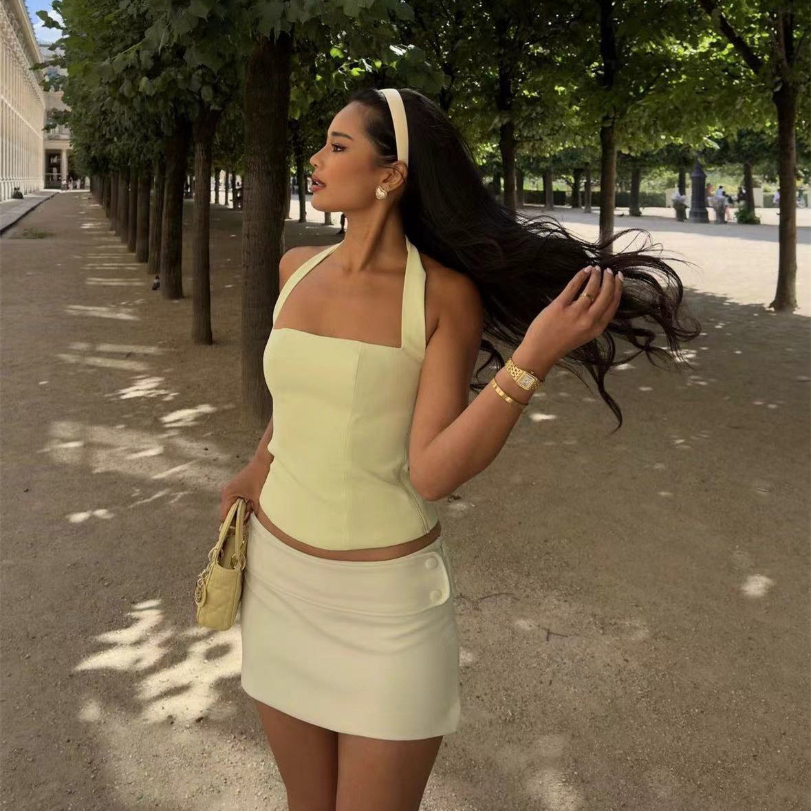 Damen Stilvolles Neckholder-Top mit figurbetontem Schnitt und elegantem Design WW