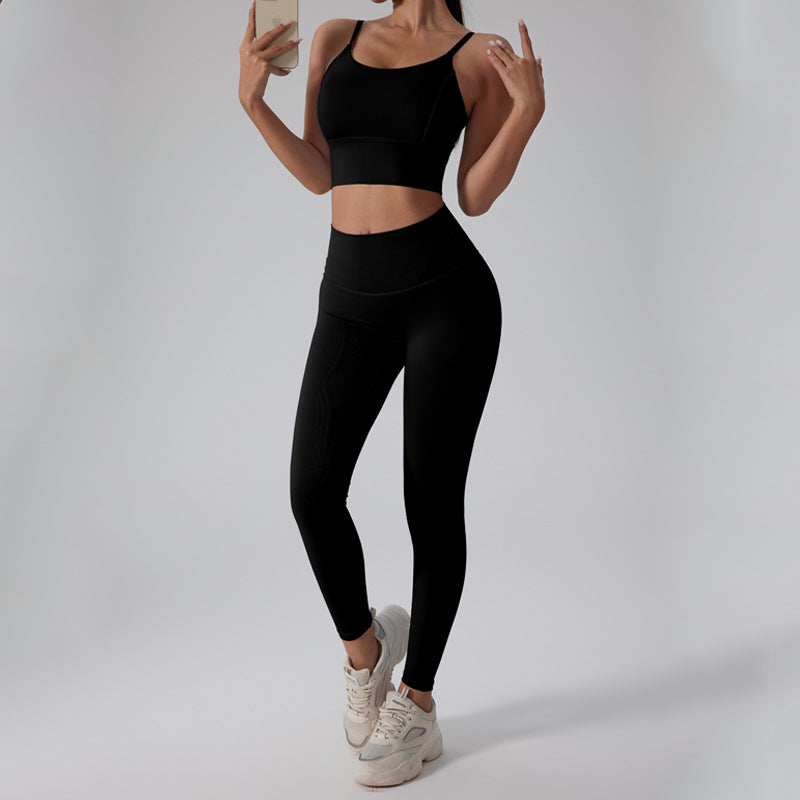 Damen Sportliches Set mit figurbetontem Top und Hochbund-Leggings WW