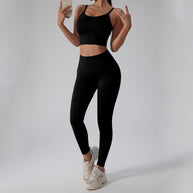 Damen Sportliches Set mit figurbetontem Top und Hochbund-Leggings WW