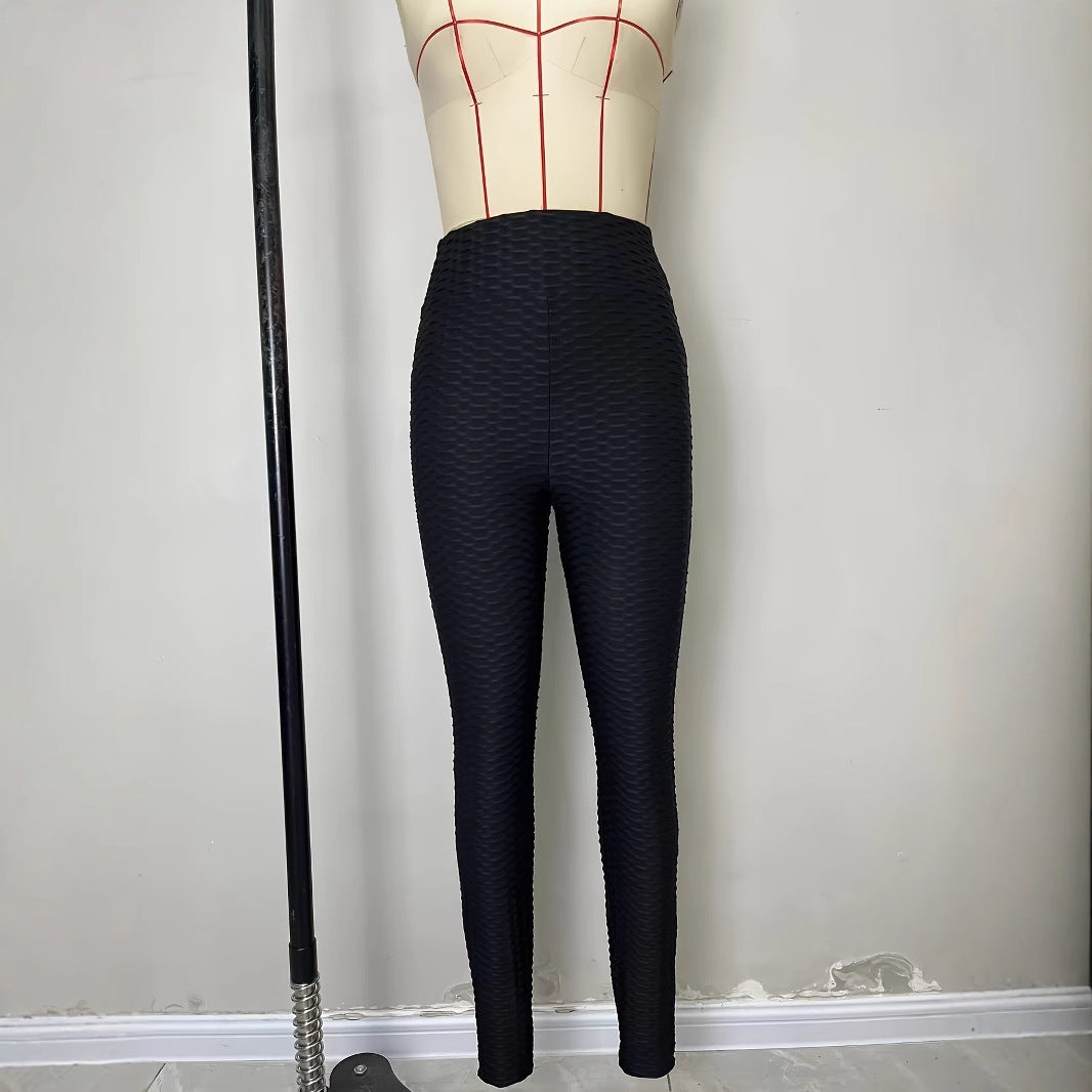 Damen Hochtaillierte Sportleggings mit strukturierter Oberfläche W&W Mode