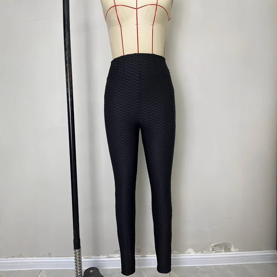 Damen Hochtaillierte Sportleggings mit strukturierter Oberfläche W&W