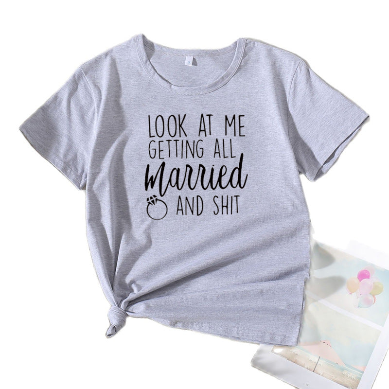 Damen Casual Hochzeits Humor T-Shirt WW