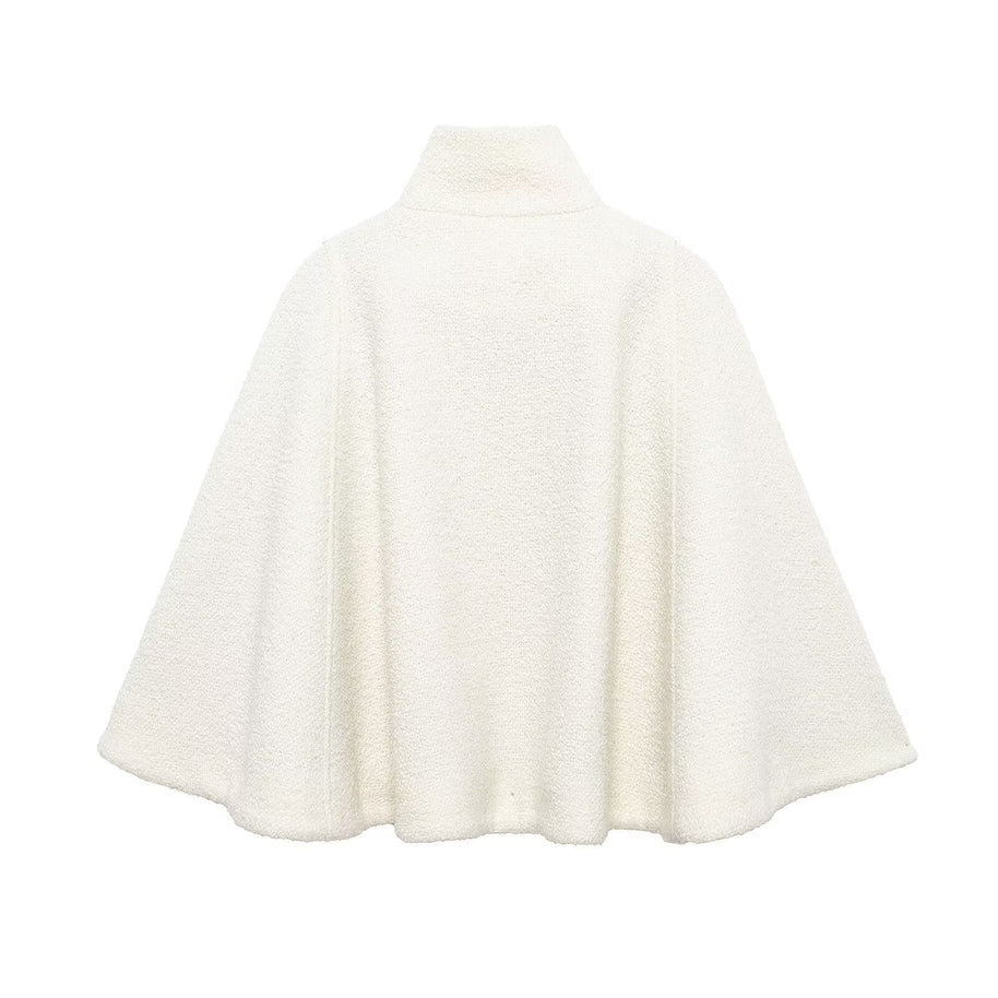 WW | Wollmischung Stehkragen Cape Jacke