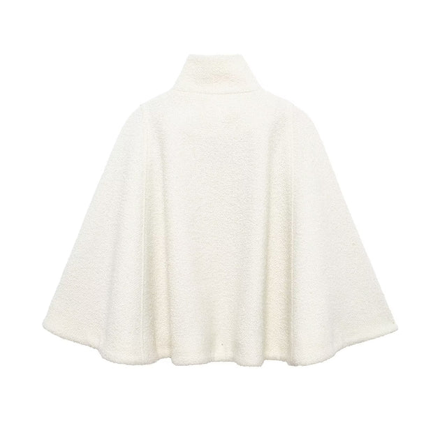 WW | Wollmischung Stehkragen Cape Jacke