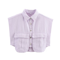 Damen ärmellose Utility-Bluse mit Taschen WW