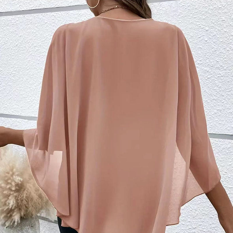 Damen Stilvolles Oberteil mit fließendem Schnitt und elegantem Überwurf WW