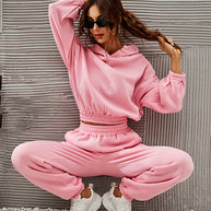 Damen bequeme Sweatpants mit Kapuze und Raffung WW
