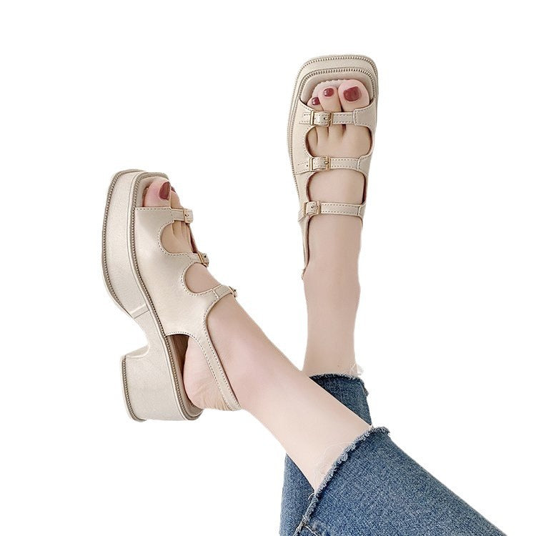 Damen Plateau-Sandalen mit verstellbaren Riemen und modischem Blockabsatz W&W