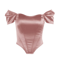 Damen Satin Off-Shoulder Korsett Bodysuit WW