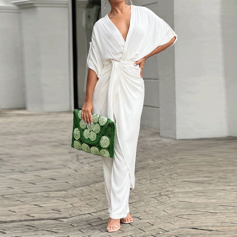 Damen Wickel-Jumpsuit mit elegantem Schnitt und lässigem Flair W&W Mode