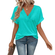 Damen lässiges V-Ausschnitt T-Shirt aus hochwertigem Jersey WW