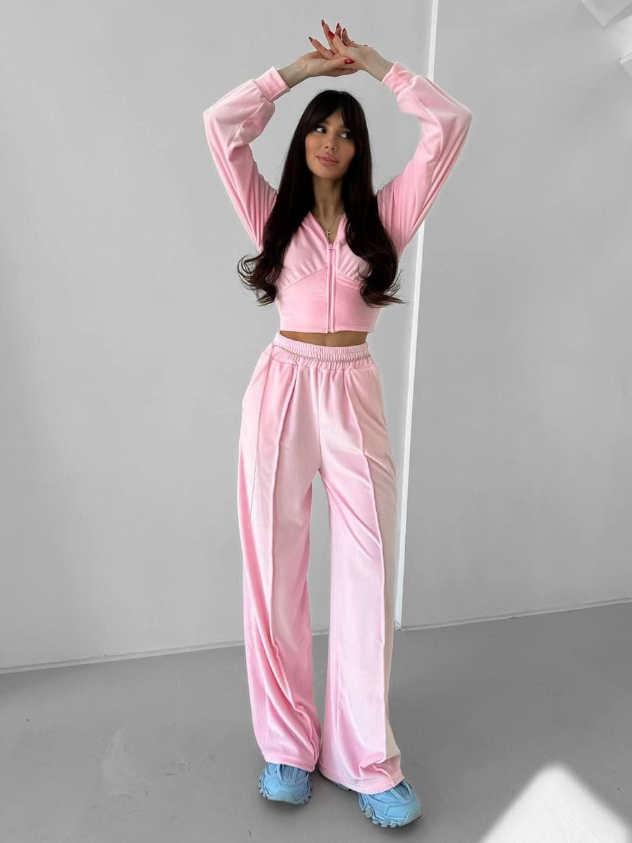 Damen Sportliches Loungewear-Set mit Kapuze und elastischem Bund WW