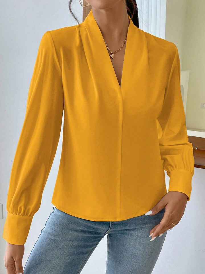 W&W Mode | Satinbluse Mit V-ausschnitt Und Puffärmeln Für Damen