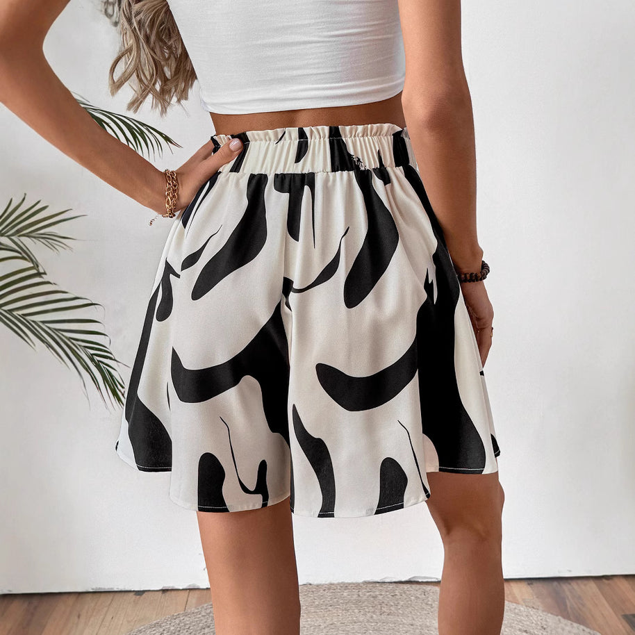 Damen Strandrock mit elastischem Bund und modischem Muster WW