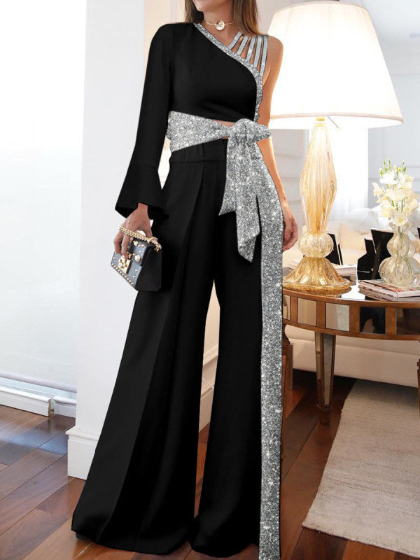 WW | Off-Shoulder Weite Bein Hose Set