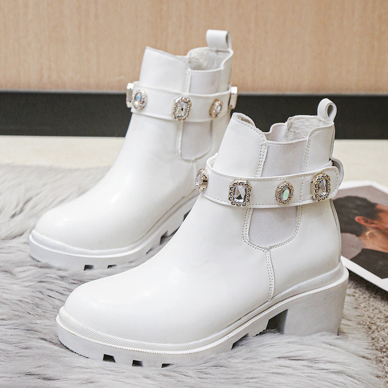 Damen modische Stiefeletten mit glänzenden Applikationen und kreativen Farbverläufen WW