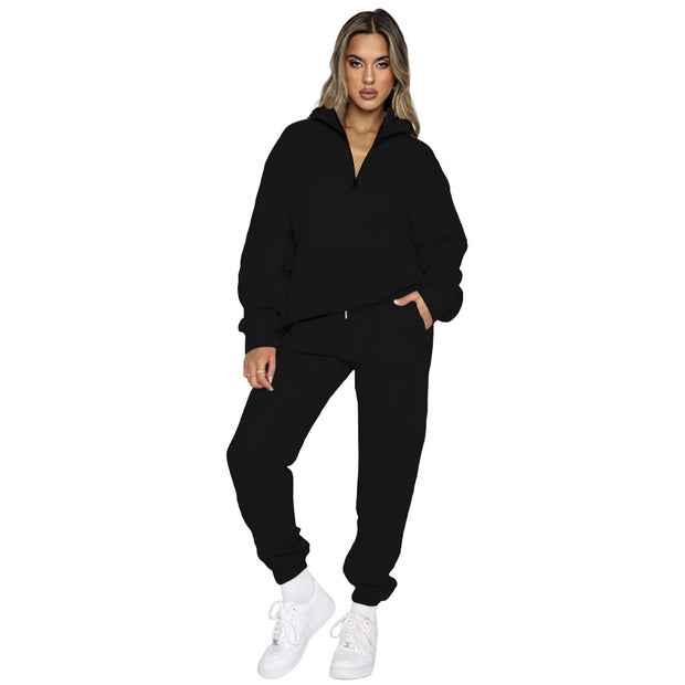 Damen bequemer Sweatanzug mit modernem Reißverschluss und praktischen Taschen WW