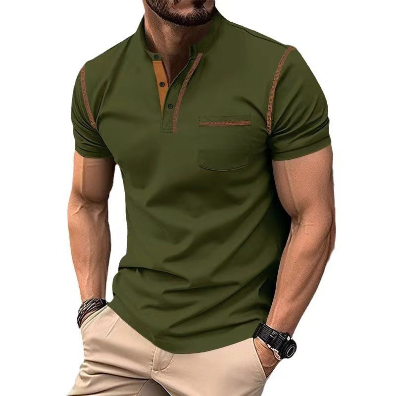 Herren Poloshirt mit modischem Kragen und Brusttasche WW