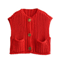 Damen Strickweste mit Taschen WW