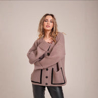 Damen Strickcardigan mit kontrastierenden Knopfdetails und strukturiertem Design WW