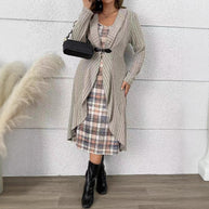 Damen Strickjacke mit asymmetrischem Saum und modischer Schnalle WW