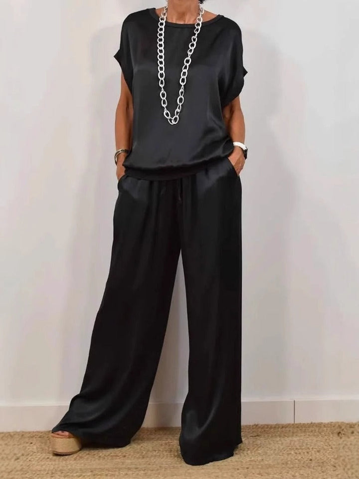 Damen elegantes Lounge-Set mit fließendem Schnitt und elastischem Bund W&W Mode