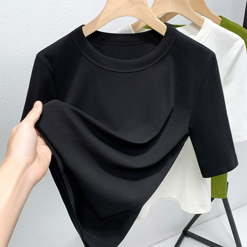 Damen Basic T-Shirt mit weicher Baumwollmischung und körperbetonter Passform WW