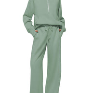 Damen sportliches Sweatset mit hohem Kragen und weitem Bein WW