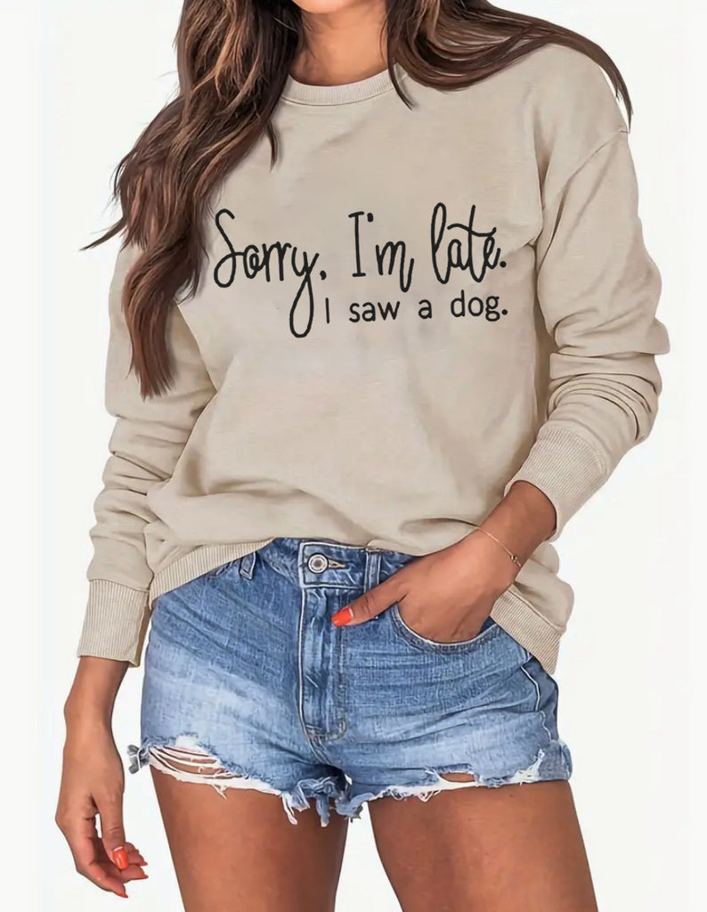 Damen Sweatshirt mit kreativem Druck und lässiger Passform WW