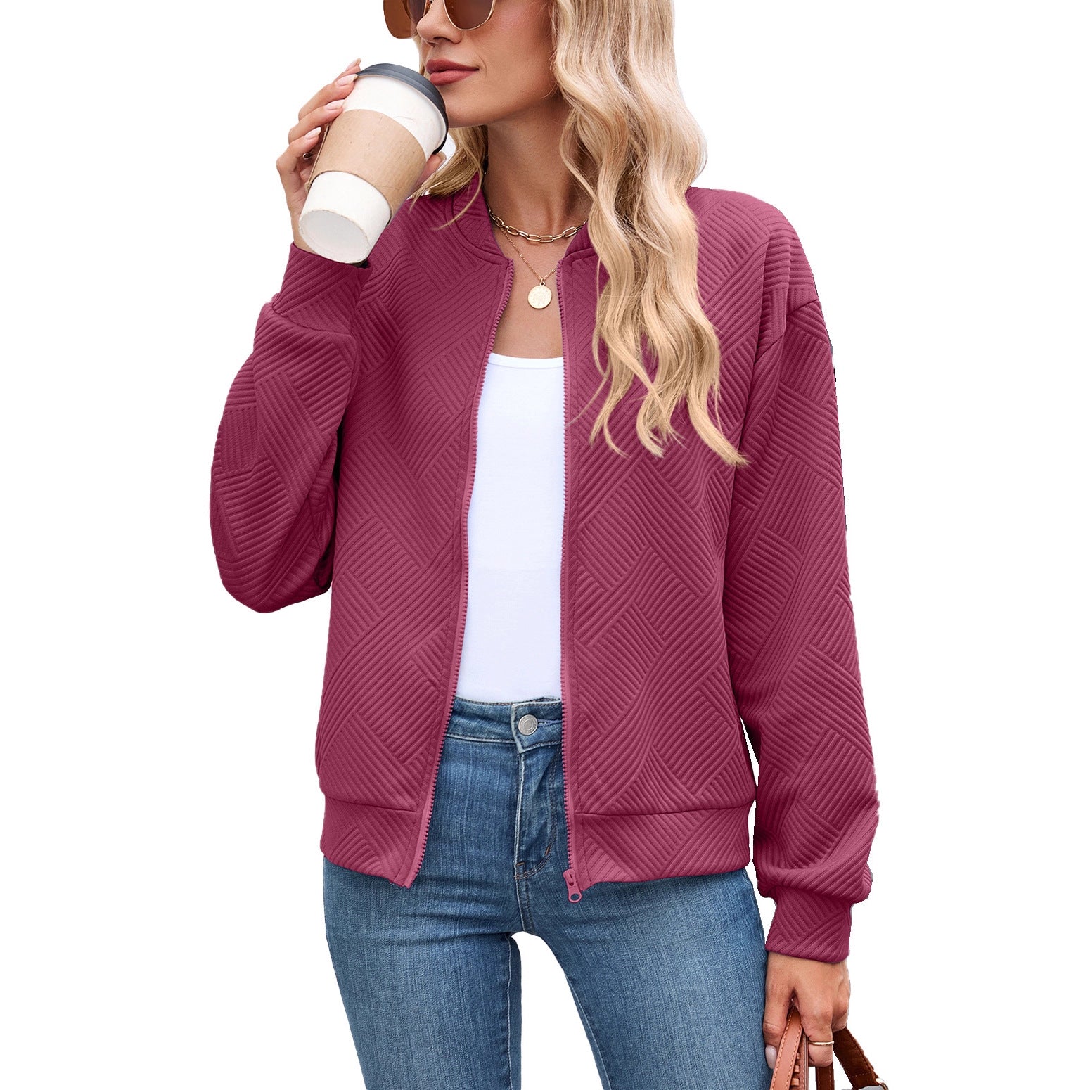 Damen Sportliche Bomberjacke mit strukturiertem Design WW