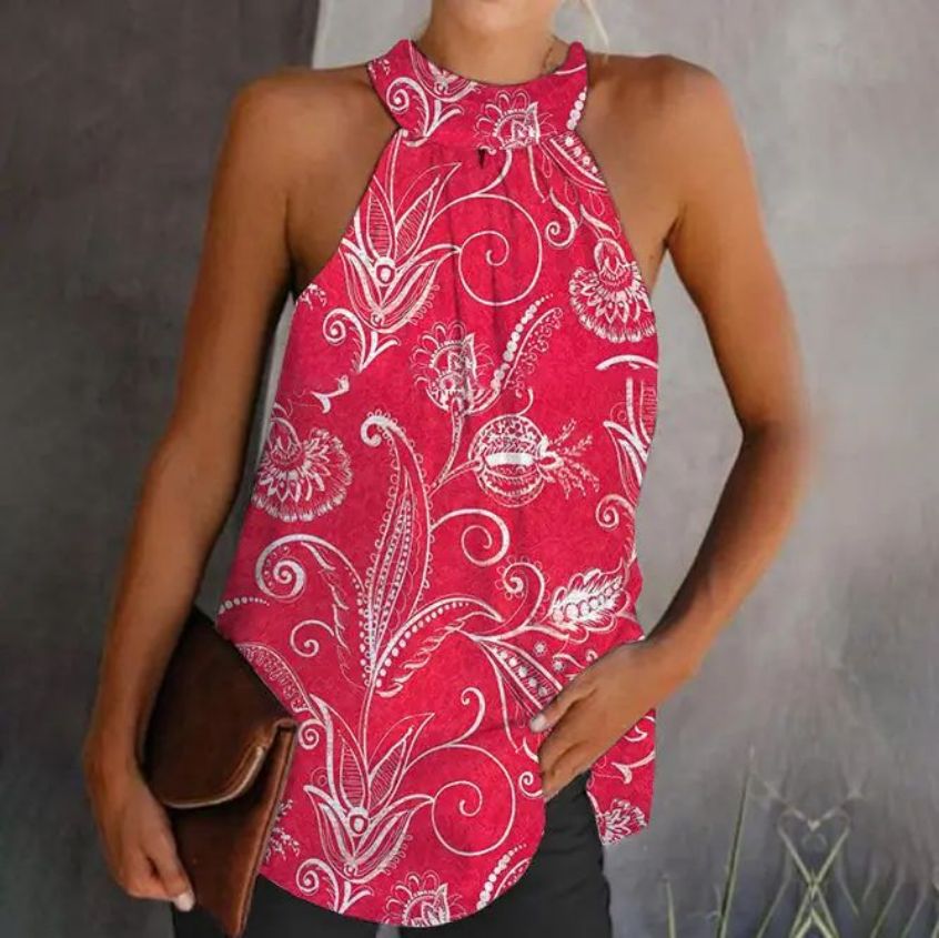 Damen Stilvolles Halterneck Top mit gesmoktem Design WW