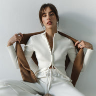 Damen sportlicher Strickpullover mit hohem Kragen WW